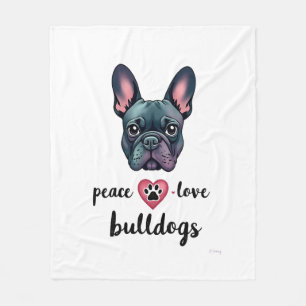 Peace Love Bulldogs Vintage Galaxy French Bulldog  Fleece Blanket