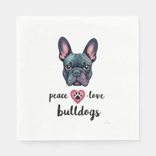 Peace Love Bulldogs Vintage Galaxy French Bulldog  Napkin