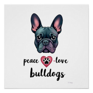 Peace Love Bulldogs Vintage Galaxy French Bulldog  Poster