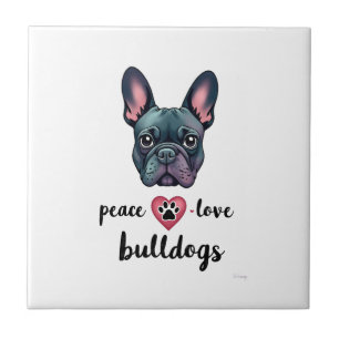 Peace Love Bulldogs Vintage Galaxy French Bulldog  Tile