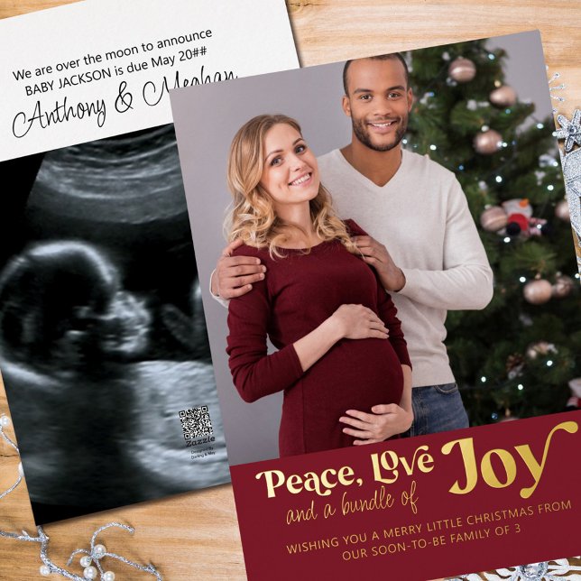 Peace Love Bundle of Joy 2 Photo Pregnancy Gold (Creator Uploaded)