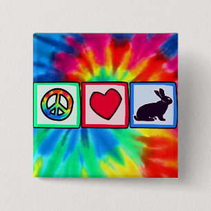 Peace, Love, Bunnies 15 Cm Square Badge
