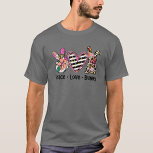 Peace Love Bunny Peace Hand Sign Hippie Easter Day T-Shirt