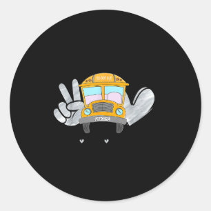 Peace Love Bus Driver Funny School Bus Driver Kids Classic Round Sticker