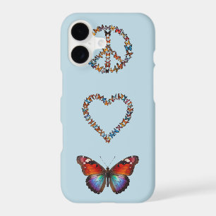 Peace Love Butterflies - Blue Graphic Cell Phone