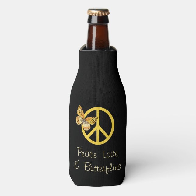 Peace Love & Butterflies Bottle Cooler (Bottle Front)