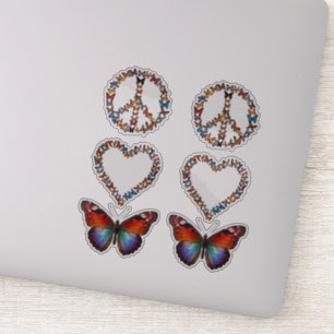 Peace Love Butterflies - Colorful Graphic Art 2pc