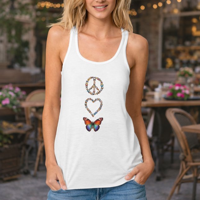 Peace Love Butterflies - Colorful Graphic Art Singlet (Creator Uploaded)
