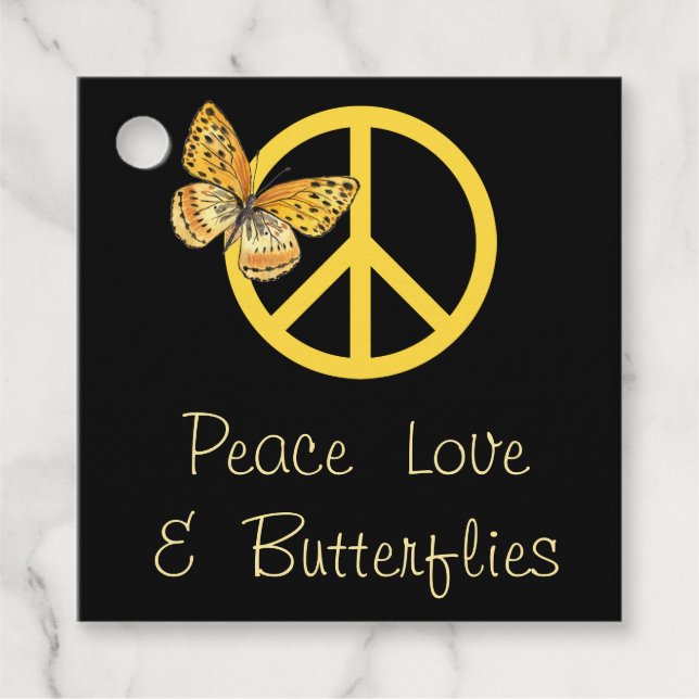 Peace Love & Butterflies   Favour Tags (Front)