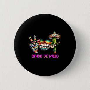 Peace love cactus cinco de mayo 6 cm round badge