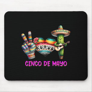 Peace love cactus cinco de mayo mouse pad