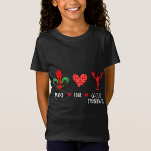 Peace Love Cajun Christmas- Cute New Orleans Louis T-Shirt