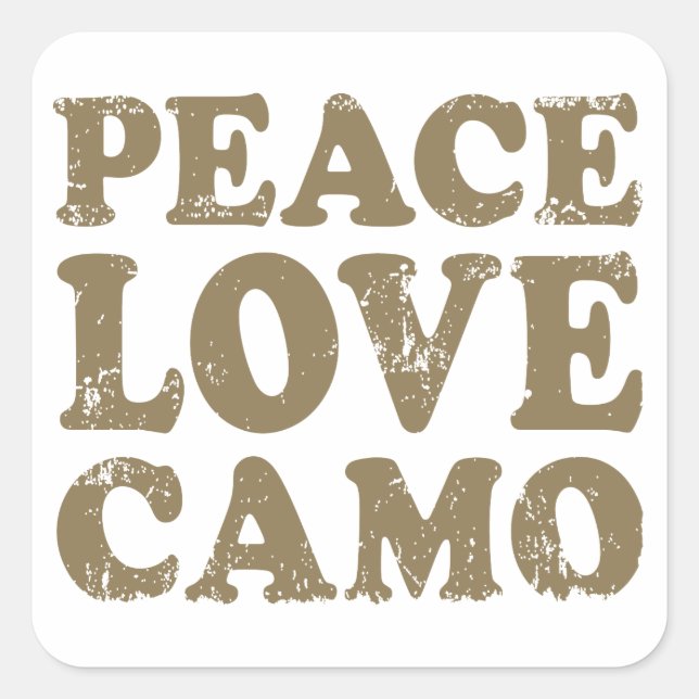 Peace Love Camo Square Sticker (Front)