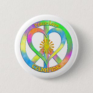 Peace Love Camping 6 Cm Round Badge