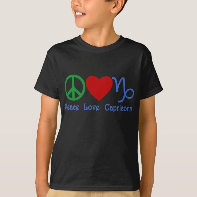Peace Love Capricorn Zodiac Design T-Shirt (Front)