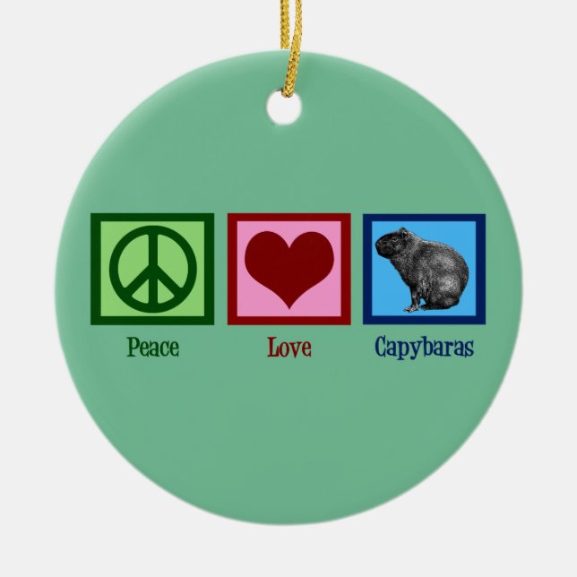 Peace Love Capybaras Ceramic Tree Decoration (Front)