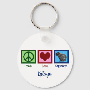 Peace Love Capybaras Key Ring