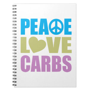 Peace Love Carbs Spiral Notebook