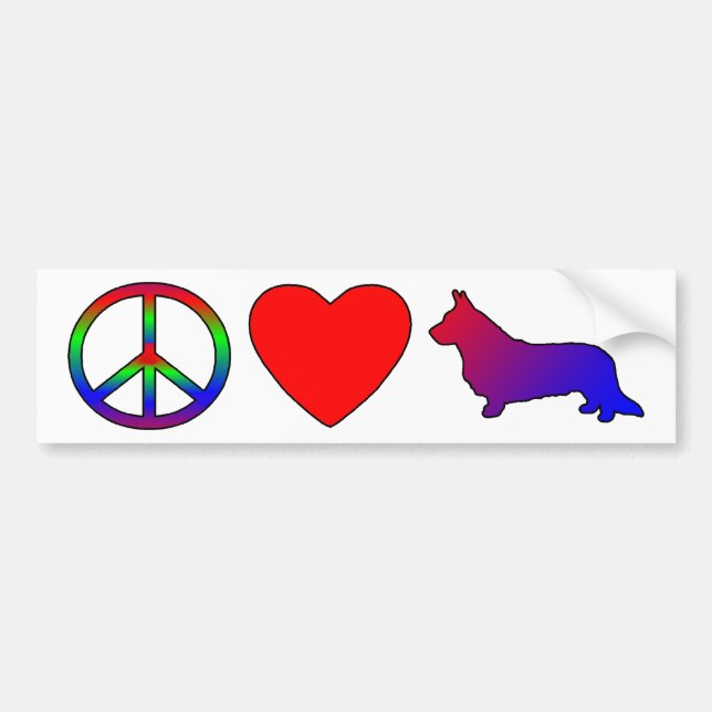 Peace Love Cardigan Welsh Corgis Bumper Sticker (Front)