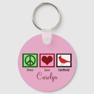 Peace Love Cardinals Cute Custom Key Ring