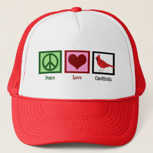 Peace Love Cardinals Trucker Hat