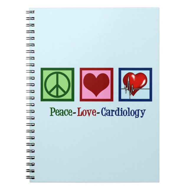 Peace Love Cardiology Christmas Spiral Notebook (Front)