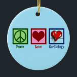 Peace Love Cardiology Heart Surgeon Heartbeat Ceramic Tree Decoration<br><div class="desc">Cute cardiology office gift for a cardiologist physician that features a peace sign,  heart,  and red beating heartbeat. A cool cardiothoracic unit design for a cardiovascular surgeon or cardiac ICU in a hospital. Order for your favourite doctor or nurse.</div>