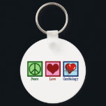 Peace Love Cardiology Heart Surgeon Heartbeat Key Ring<br><div class="desc">Cute cardiology office gift for a cardiologist physician that features a peace sign,  heart,  and red beating heartbeat. A cool cardiothoracic unit design for a cardiovascular surgeon or cardiac ICU in a hospital. Order for your favourite doctor or nurse.</div>