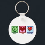 Peace Love Cardiology Heart Surgeon Heartbeat Key Ring<br><div class="desc">Cute cardiology office gift for a cardiologist physician that features a peace sign,  heart,  and red beating heartbeat. A cool cardiothoracic unit design for a cardiovascular surgeon or cardiac ICU in a hospital. Order for your favourite doctor or nurse.</div>