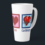 Peace Love Cardiology Heart Surgeon Heartbeat Latte Mug<br><div class="desc">Cute cardiology office gift for a cardiologist physician that features a peace sign,  heart,  and red beating heartbeat. A cool cardiothoracic unit design for a cardiovascular surgeon or cardiac ICU in a hospital. Order for your favourite doctor or nurse.</div>