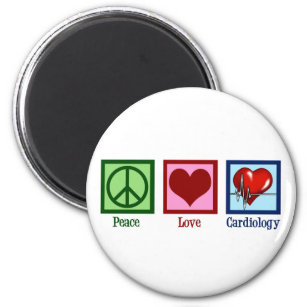 Peace Love Cardiology Heart Surgeon Heartbeat Magnet