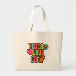 Peace Love Cat Large Tote Bag