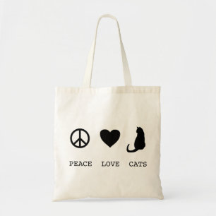 Peace Love Cats   Budget Tote Bag
