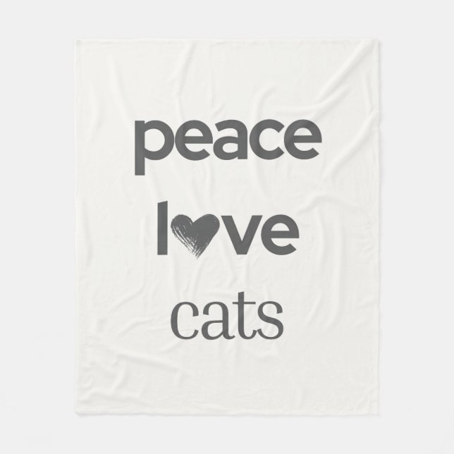 Peace Love Cats | Cat Mom Lover Modern Home Decor Fleece Blanket (Front)