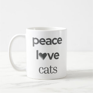 Peace Love Cats Cat Mom Lover Modern Statement Coffee Mug
