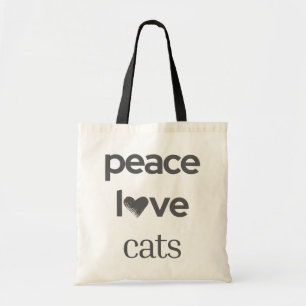 Peace Love Cats   Cat Mom Lover Modern Statement Tote Bag