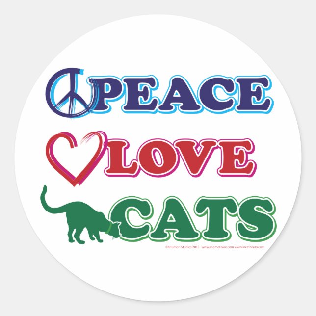Peace-Love-Cats Classic Round Sticker (Front)