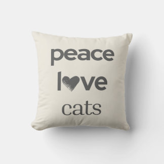 Peace Love Cats | Cream Cat Lover Modern Graphic Cushion