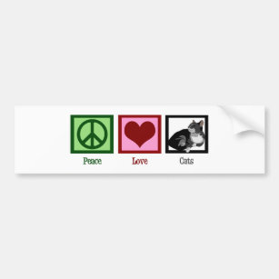Peace Love Cats Cute Bumper Sticker