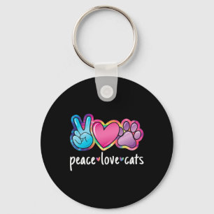 Peace Love Cats Cute Cat Kitten Lover Paw Cat  Key Ring