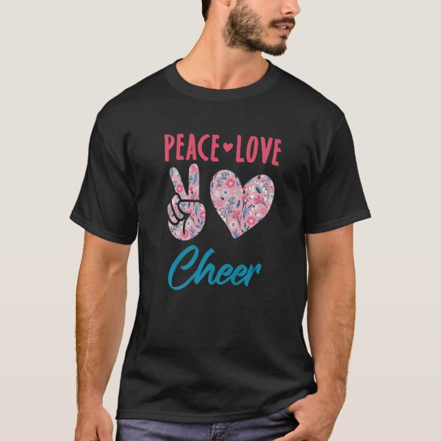 Peace Love Cheer Cute Cheerleading Cheerleader Coa T-Shirt (Front)