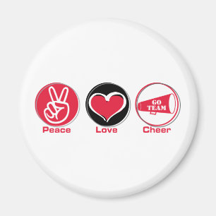 Peace Love Cheer Red Magnet