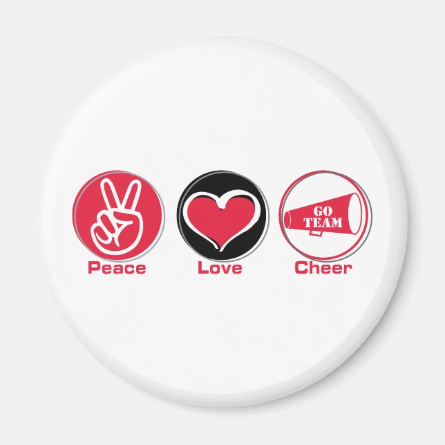 Peace Love Cheer Red Magnet (Front)