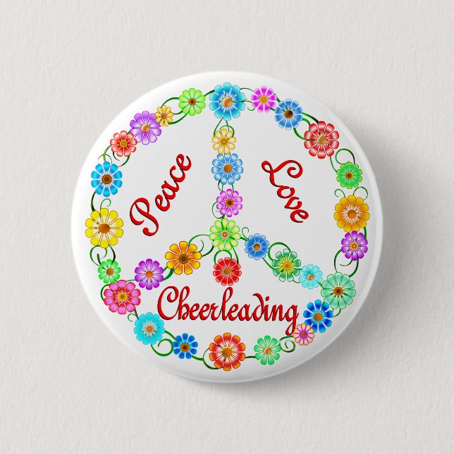 Peace Love Cheerleading 6 Cm Round Badge (Front)