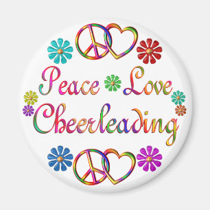 PEACE LOVE CHEERLEADING MAGNET