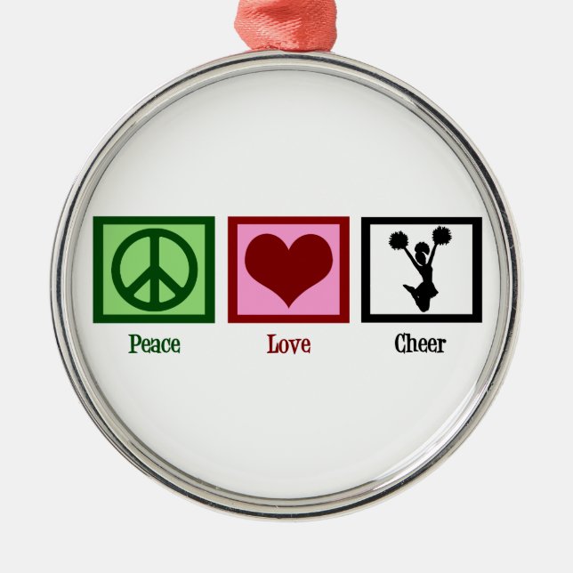 Peace Love Cheerleading Metal Tree Decoration (Front)