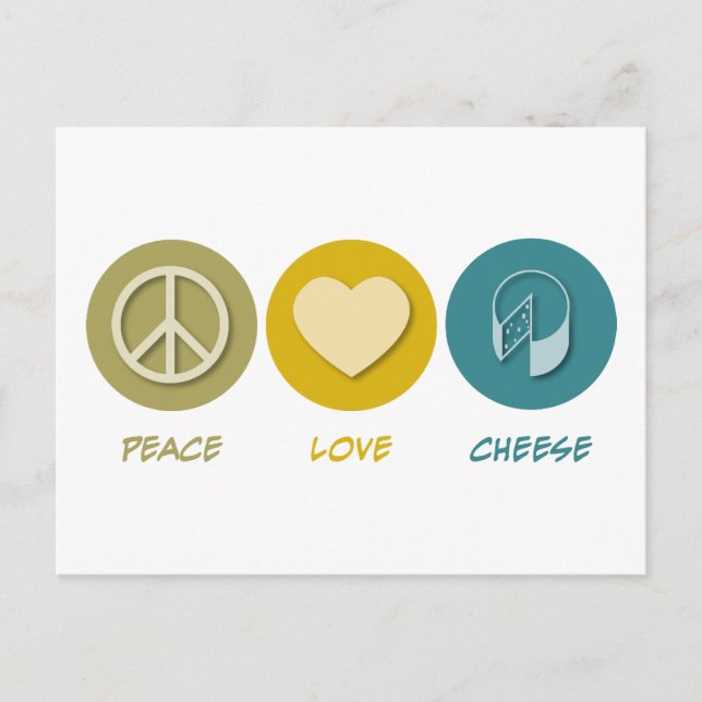 Peace Love Cheese Postcard (Front)