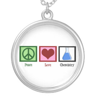 Peace Love Chemistry Silver Plated Necklace