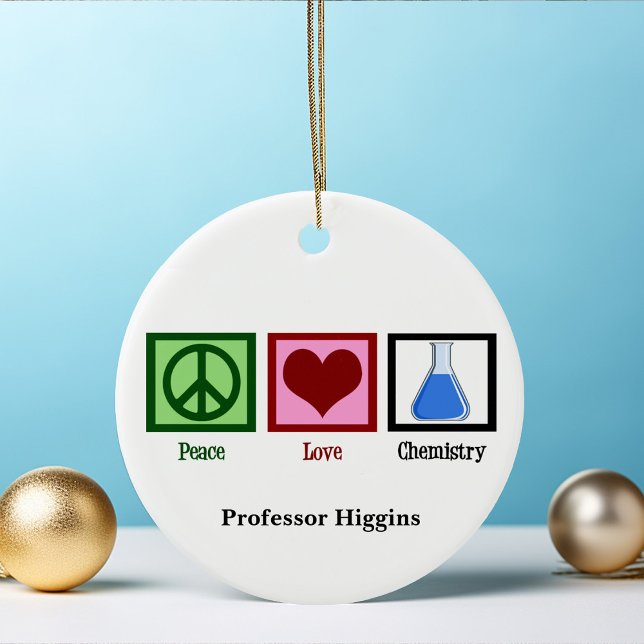 Peace Love Chemistry Teacher Custom Ceramic Tree Decoration (Creator Uploaded)