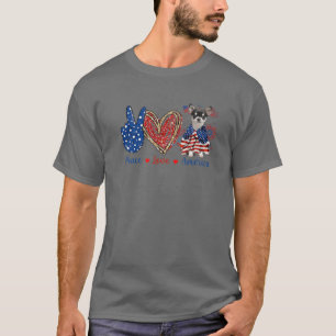 Peace Love Chihuahua Dog Patriotic America Flag 4T T-Shirt